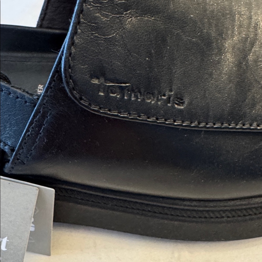 New with tags and box! Tamaris Black Slingback Sandals, leather sz 40 - Picture 3 of 9